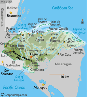 Carte du Honduras
