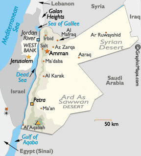 Carte Jordanie