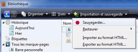 Sauvegarde des favoris Firefox