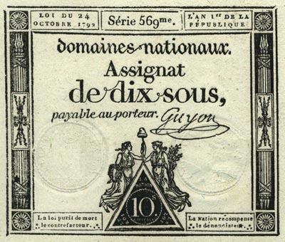 Assignat de 10 Sous (Loi du 24 octobre 1792)