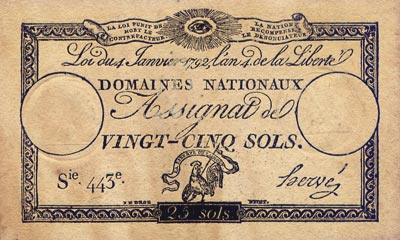 Assignat de 25 Sols (Loi du 4 janvier 1792)