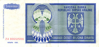 10000000 Dinars Krajina
