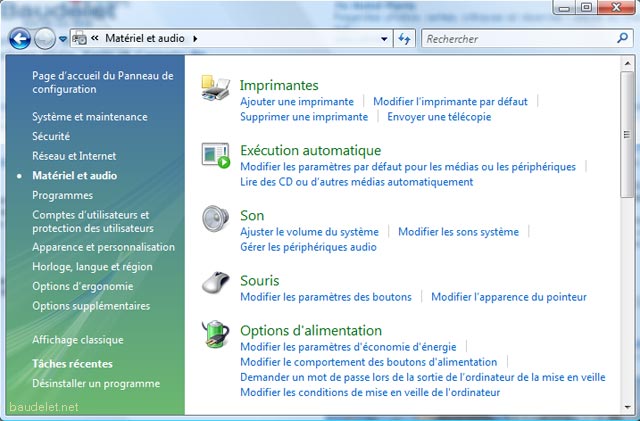 Windows Vista - Options Alimentation