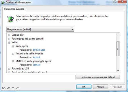 Windows Vista - Options Alimentation