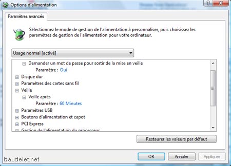 Windows Vista - Options Alimentation